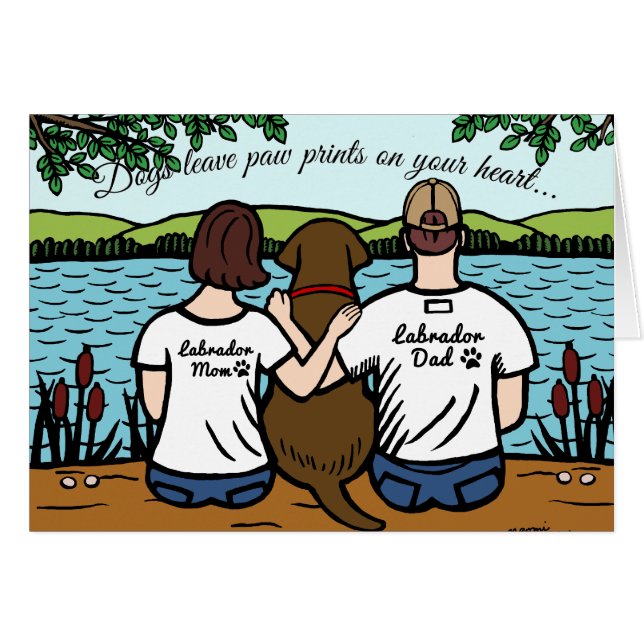 Chocolate Labrador and Mum and Dad (Front Horizontal)