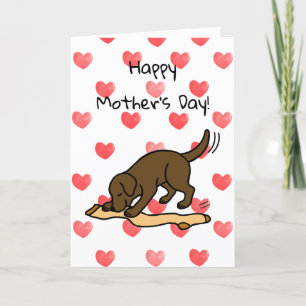 Chocolate Labrador and Stocking Mother's Day Card
