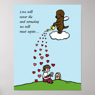 Chocolate Labrador Angel with Love Cartoon Poster