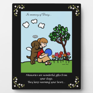 Chocolate Labrador Angel with Love Memorial Plaque