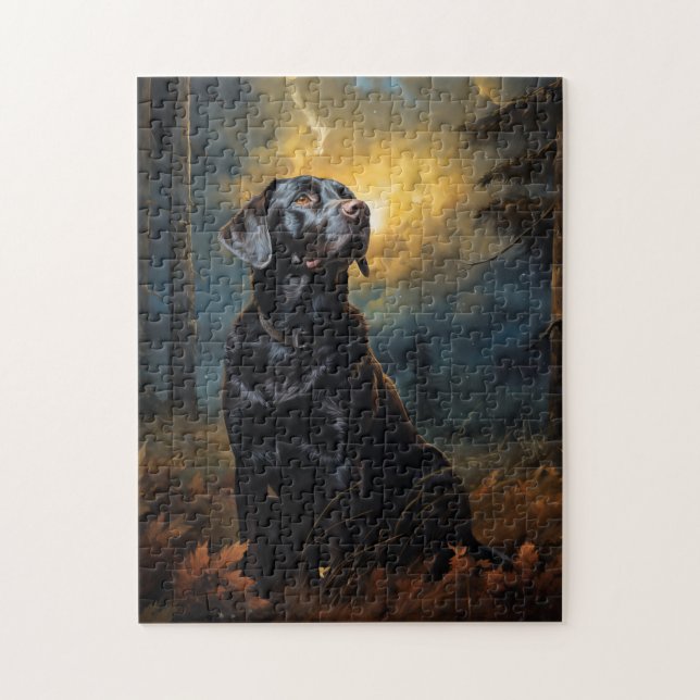Chocolate labrador at night jigsaw puzzle (Vertical)