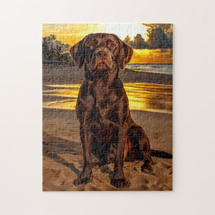 Chocolate Labrador at Sunset Jigsaw Puzzle