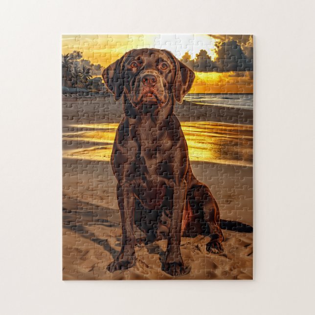 Chocolate Labrador at Sunset Jigsaw Puzzle (Vertical)