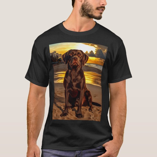 Chocolate Labrador at Sunset T-Shirt (Front)