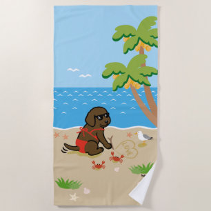 Chocolate Labrador Bikini Girl Beach Towel