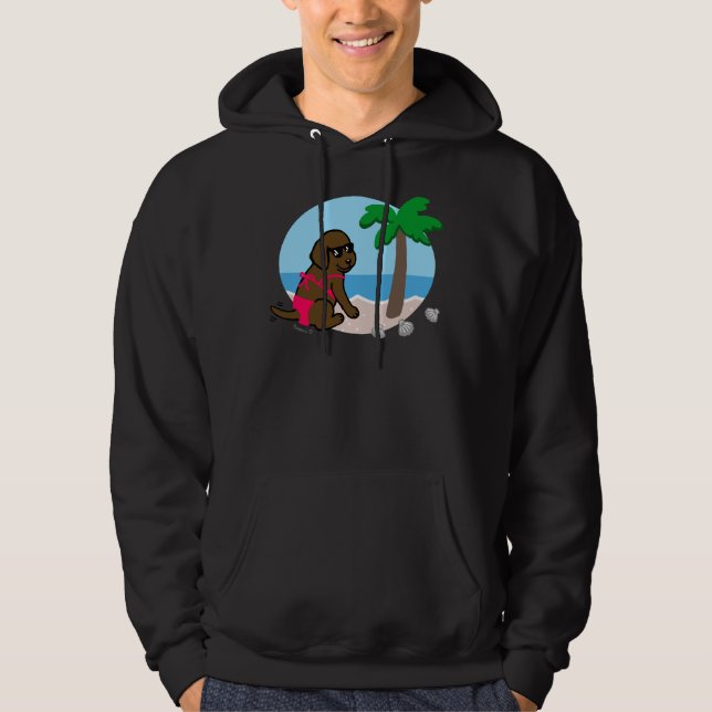 Chocolate Labrador Bikini Girl Hoodie (Front)