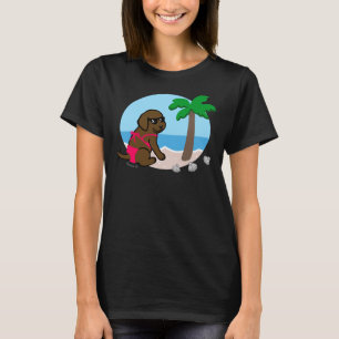 Chocolate Labrador Bikini Girl T-Shirt