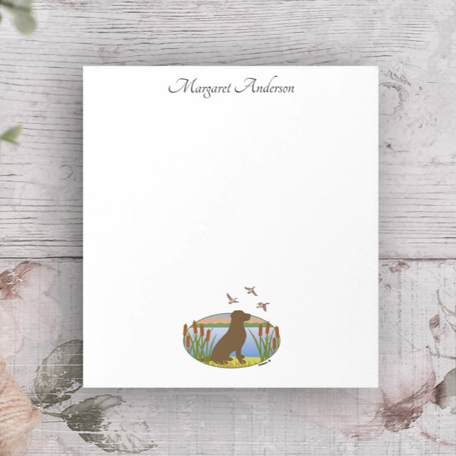 Chocolate Labrador Bird Dog Sunset Notepad (Chocolate Labrador Bird Dog Sunset Design Notepad for Labrador Owners.  Labrador Silhouette Design.)