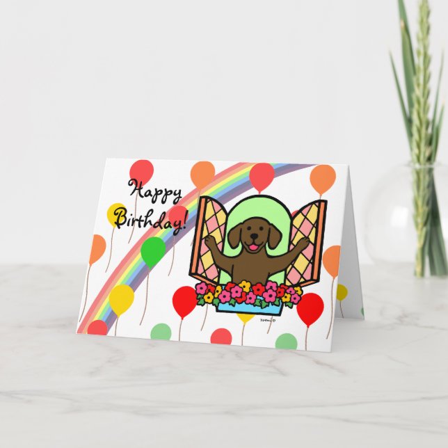 Chocolate Labrador Birthday Card (window) (Front)