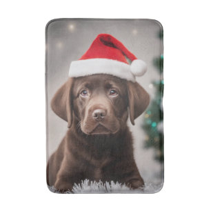 Chocolate Labrador Christmas Bath Mat