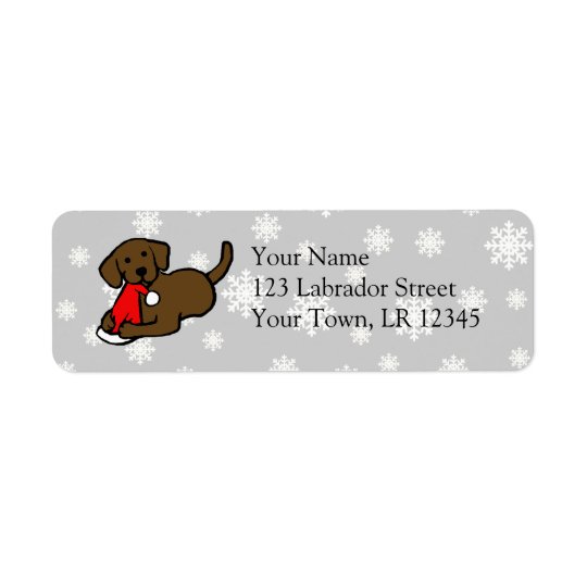Chocolate Labrador Christmas Cartoon Return Address Label