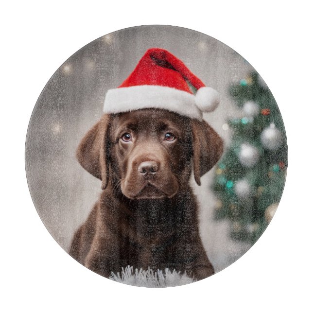 Chocolate Labrador Christmas Cutting Board (Front)
