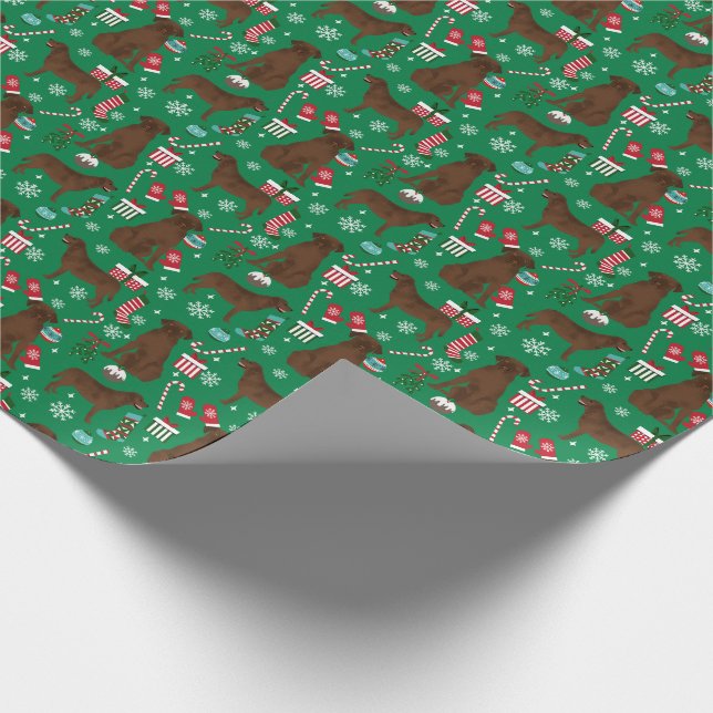 Chocolate Labrador Christmas holiday Wrapping Paper (Corner)