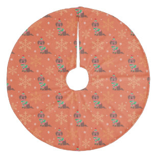 Chocolate Labrador Christmas pattern Fleece Tree Skirt