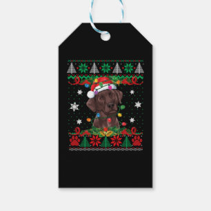 Chocolate Labrador Christmas Santa Ugly Lab Dog Gift Tags