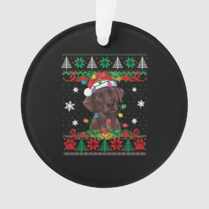Chocolate Labrador Christmas Santa Ugly Lab Dog Ornament