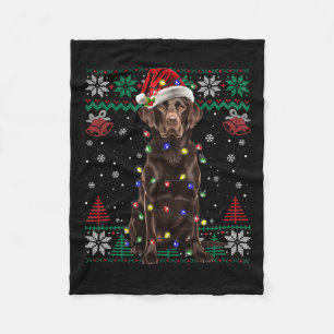 Chocolate Labrador Christmas Santa Ugly Sweater Do Fleece Blanket