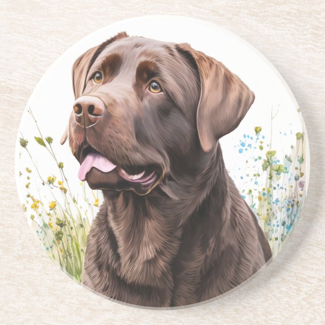 Chocolate Labrador Coaster (Front)