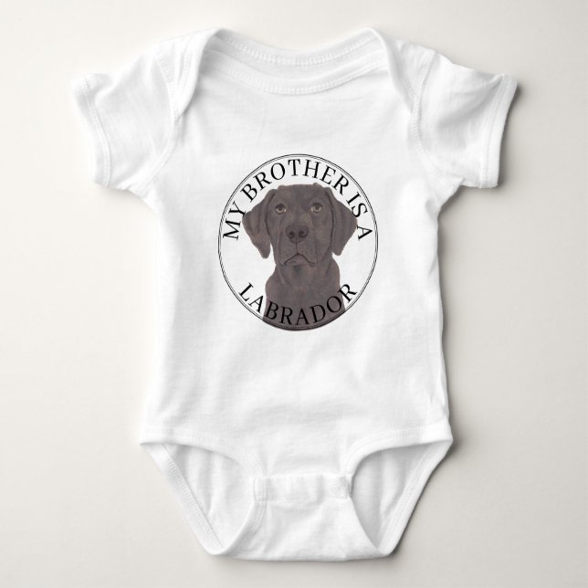 Chocolate Labrador Dog Baby Bodysuit (Front)