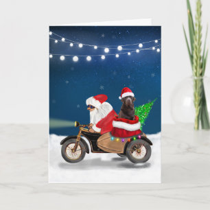 Chocolate Labrador Dog Christmas Santa Claus Card