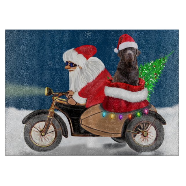 Chocolate Labrador Dog Christmas Santa Claus  Cutting Board (Front)