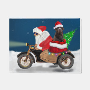 Chocolate Labrador Dog Christmas Santa Claus  Doormat