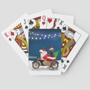 Chocolate Labrador Dog Christmas Santa Claus Playing Cards
