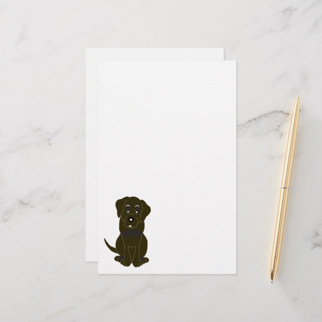 Chocolate Labrador Dog Design Stationery (Front/Back In Situ)