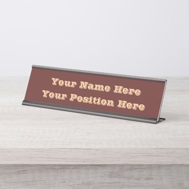 Chocolate Labrador Dog Fur Brown Solid Colour Desk Name Plate (Front)