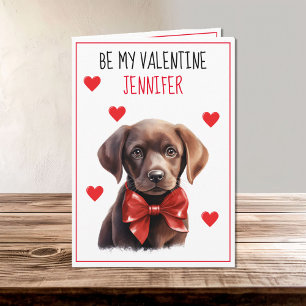 Chocolate Labrador Dog I Woof You Valentine Card