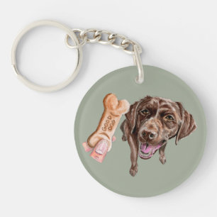 Chocolate Labrador Dog Key Ring