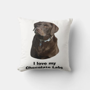 Chocolate Labrador dog photo portrait Cushion