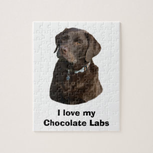 Chocolate Labrador dog photo portrait Jigsaw Puzzle