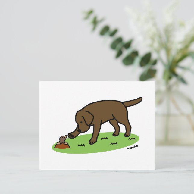 Chocolate Labrador Friendly Postcard (Standing Front)