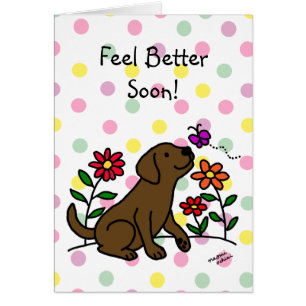 Chocolate Labrador & Green Feel Better soon