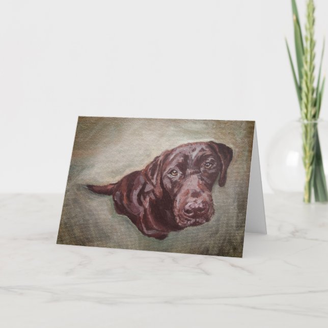 Chocolate Labrador greeting card. Blank inside. Card (Front)
