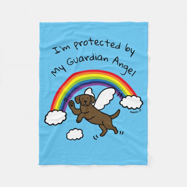 Chocolate Labrador Guardian Angel (Rainbow Bridge) Fleece Blanket (Front)