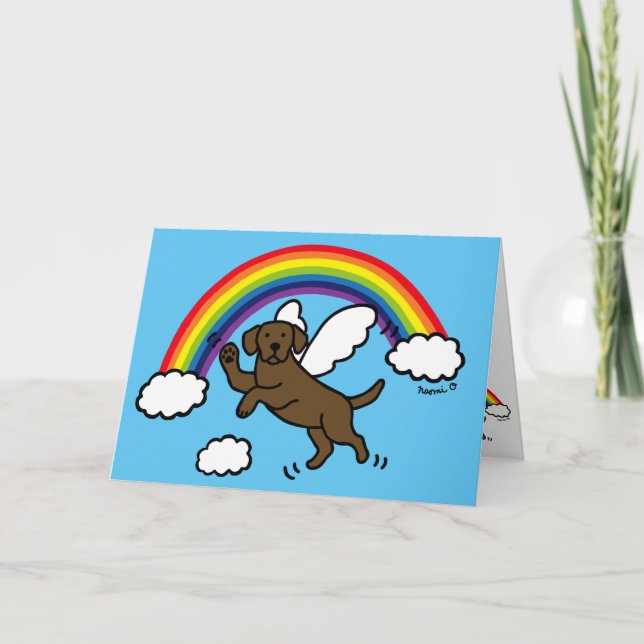 Chocolate Labrador Guardian Angel Thank You Card (Front)