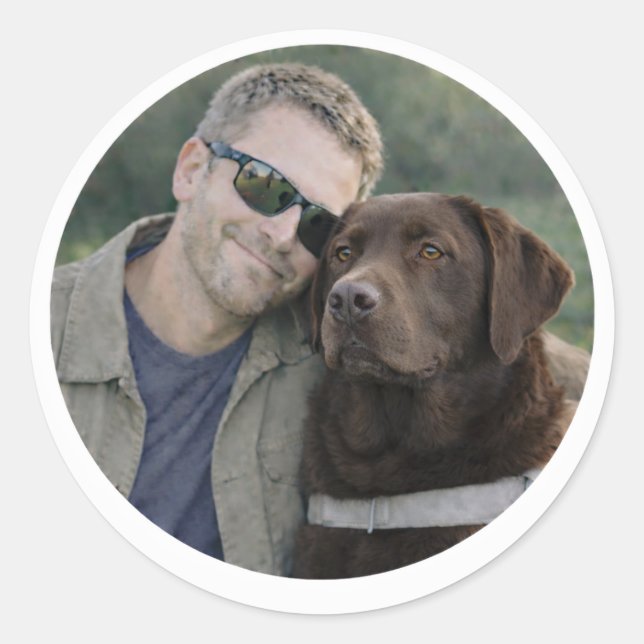 Chocolate Labrador Guide Dog Team Classic Round Sticker (Front)