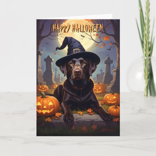 Chocolate Labrador Halloween Card (Front)