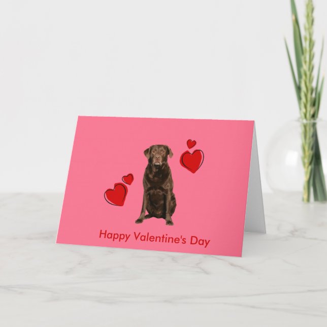 Chocolate Labrador Happy Valentine's Day Card (Front)