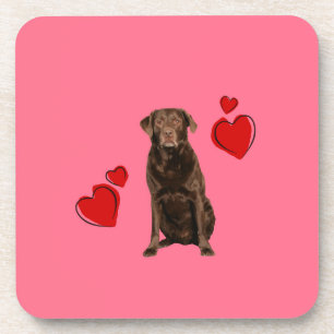 Chocolate Labrador Happy Valentine's Day Coaster