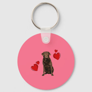 Chocolate Labrador Happy Valentine's Day Key Ring