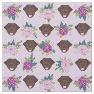 Chocolate labrador lavender florals fabric