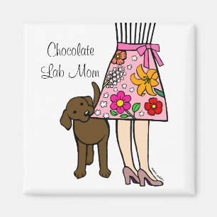 Chocolate Labrador & Mum's Skirt Cartoon Magnet