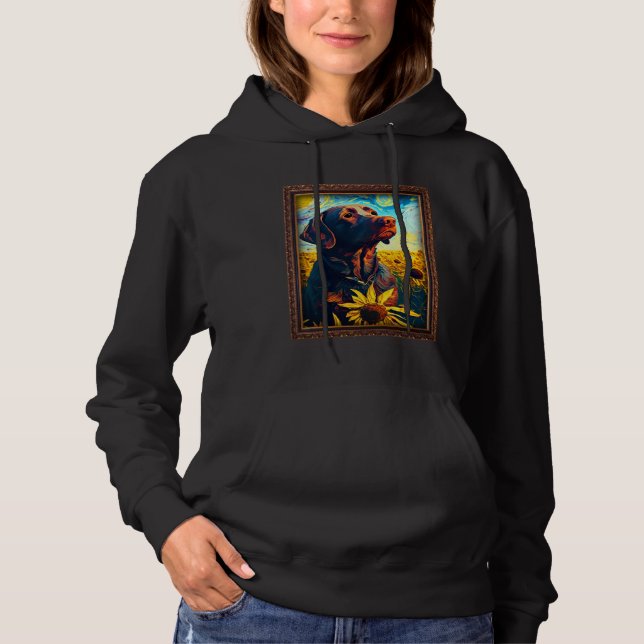 Chocolate Labrador Painting Sunflower Flower Mom W Hoodie (Front)