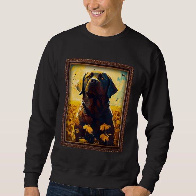 Chocolate Labrador Painting Sunflower Flower Mom W Sweatshirt (Front)