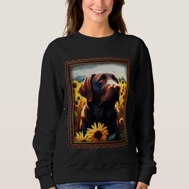 Chocolate Labrador Painting Sunflower Flower Mom W Sweatshirt (Front)