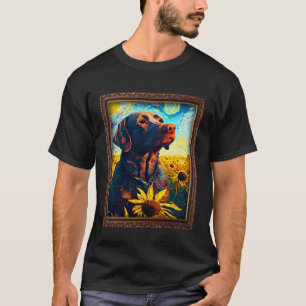 Chocolate Labrador Painting Sunflower Flower Mom W T-Shirt