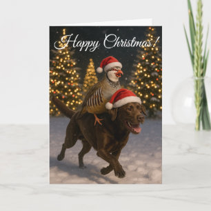 Chocolate Labrador & Partridge Christmas card
